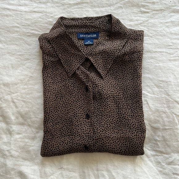 Ann Taylor Tops - ✨ ANN TAYLOR CHEETAH PRINT SILL BLOUSE SZ 10/M